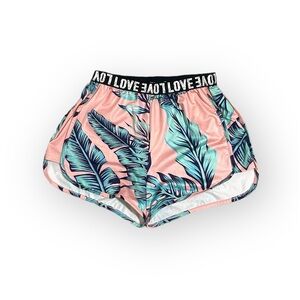 Palm tree leave printed activewear shorts